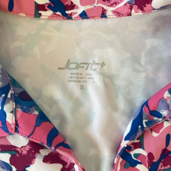 Jofit Sleeveless Collar Golf Tank Top Floral Pink Blue Size S Tennis Active - Picture 2 of 7